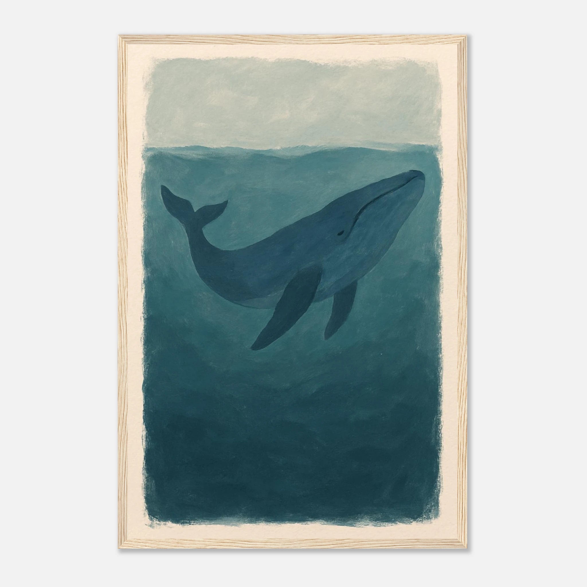 Wood frame 40x60 cm 16x24″ - Blue Whale – Gouache-Style Art Print - Play By Print