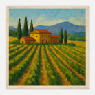 Wood frame 30x30 cm 12x12″ - “Golden Rows” | Tuscany Vineyard Landscape Print - Play By Print