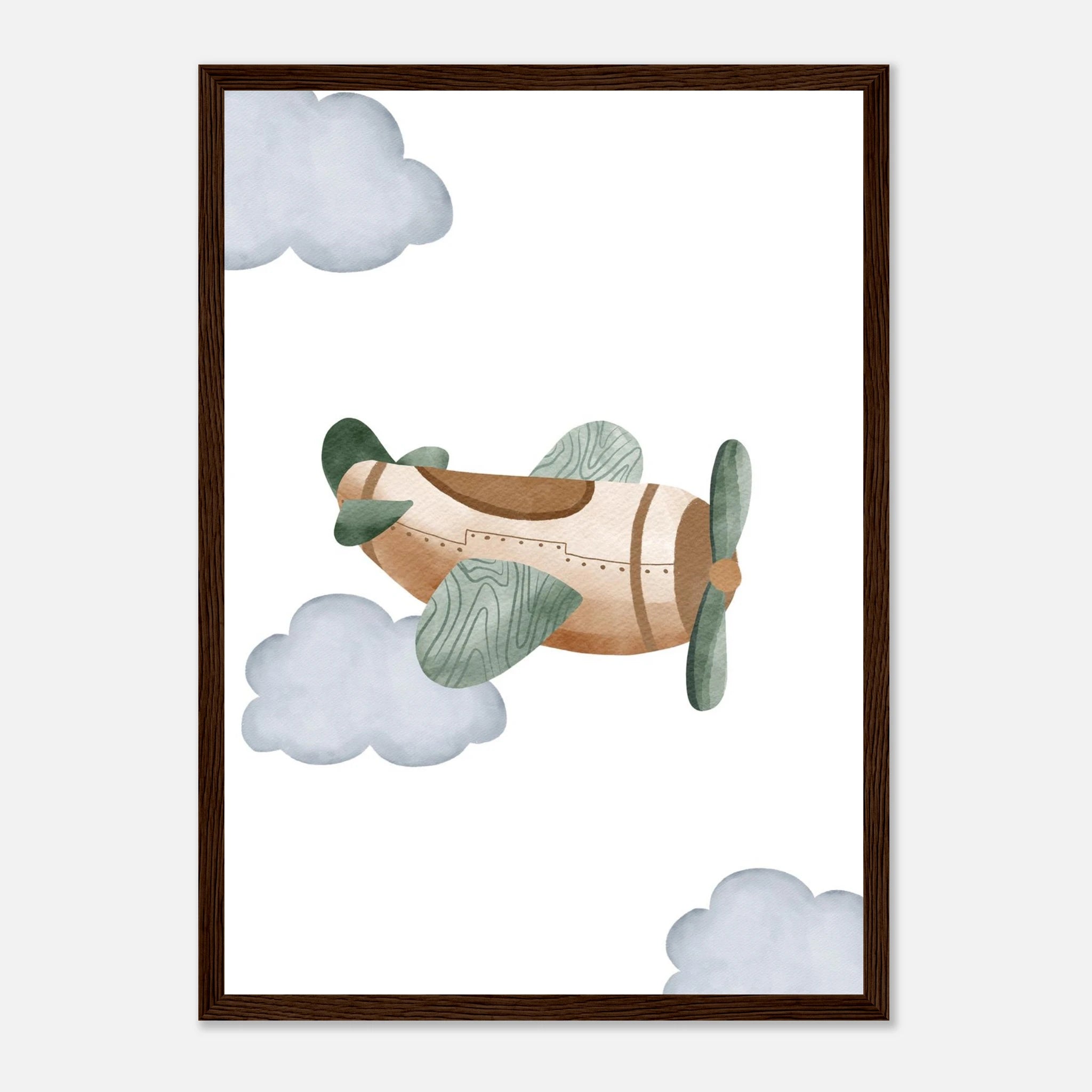 Dark wood frame - Woodland Vintage Airplane Wall Art - Olga