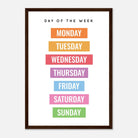 Dark wood frame - Rainbow Days of the Week Educational Print – Bold & Bright Learning Poster - Elena
