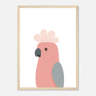 Wood frame - Galah – Minimalist Australian Bird Art Print | Pink Cockatoo Poster for Nursery or Classroom - Play By Print