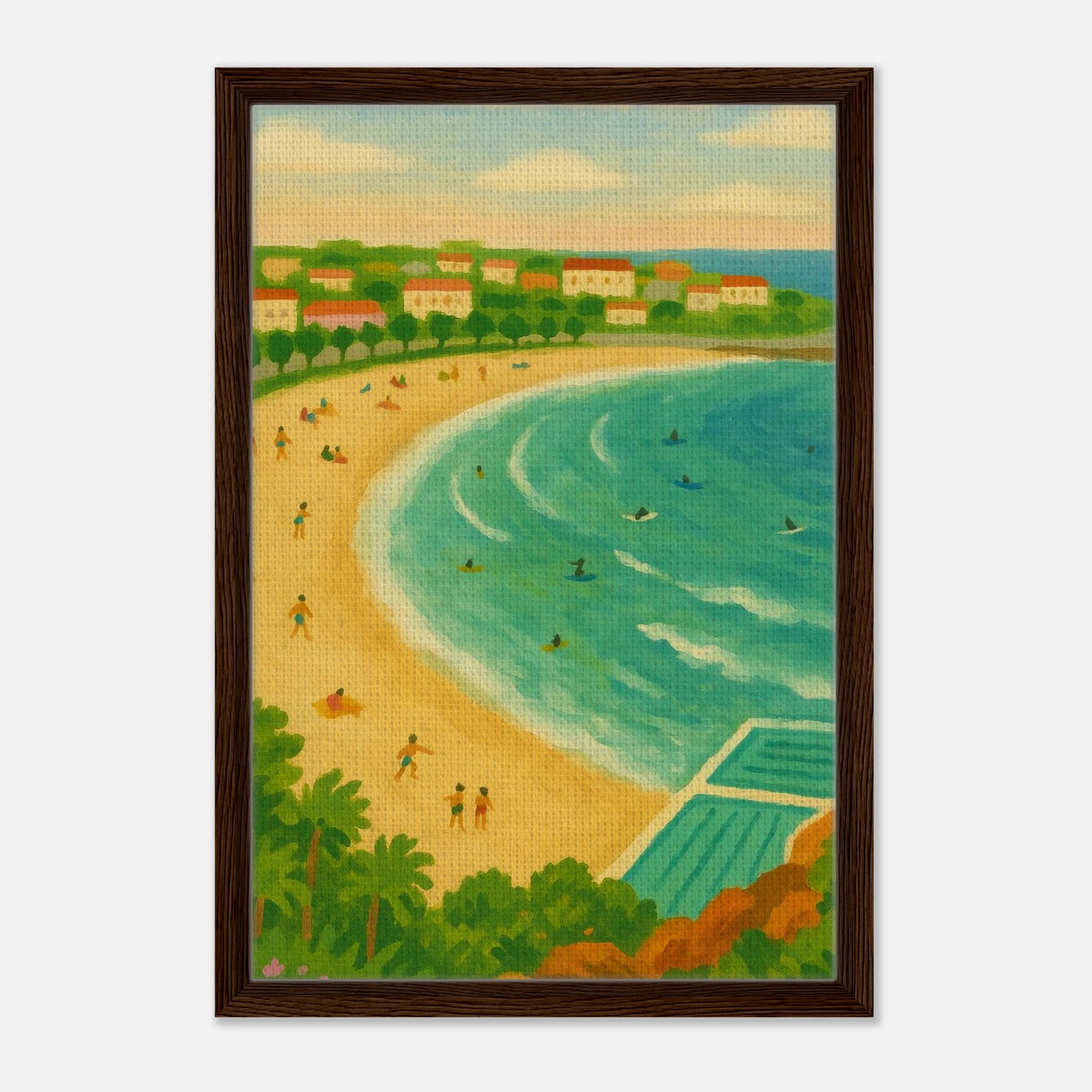 Dark wood frame 40x60 cm 16x24″ - Bondi Beach Canvas Wall Art - Play By Print