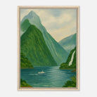 Wood frame 50x70 cm 20x28″ - Milford Sound Serenity – New Zealand Fiord Canvas Wall Art - Play By Print