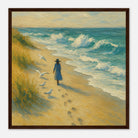 Dark wood frame 40x40 cm 16x16″ - “Soft Steps by the Sea” | Serene Coastal Art Print - Play By Print