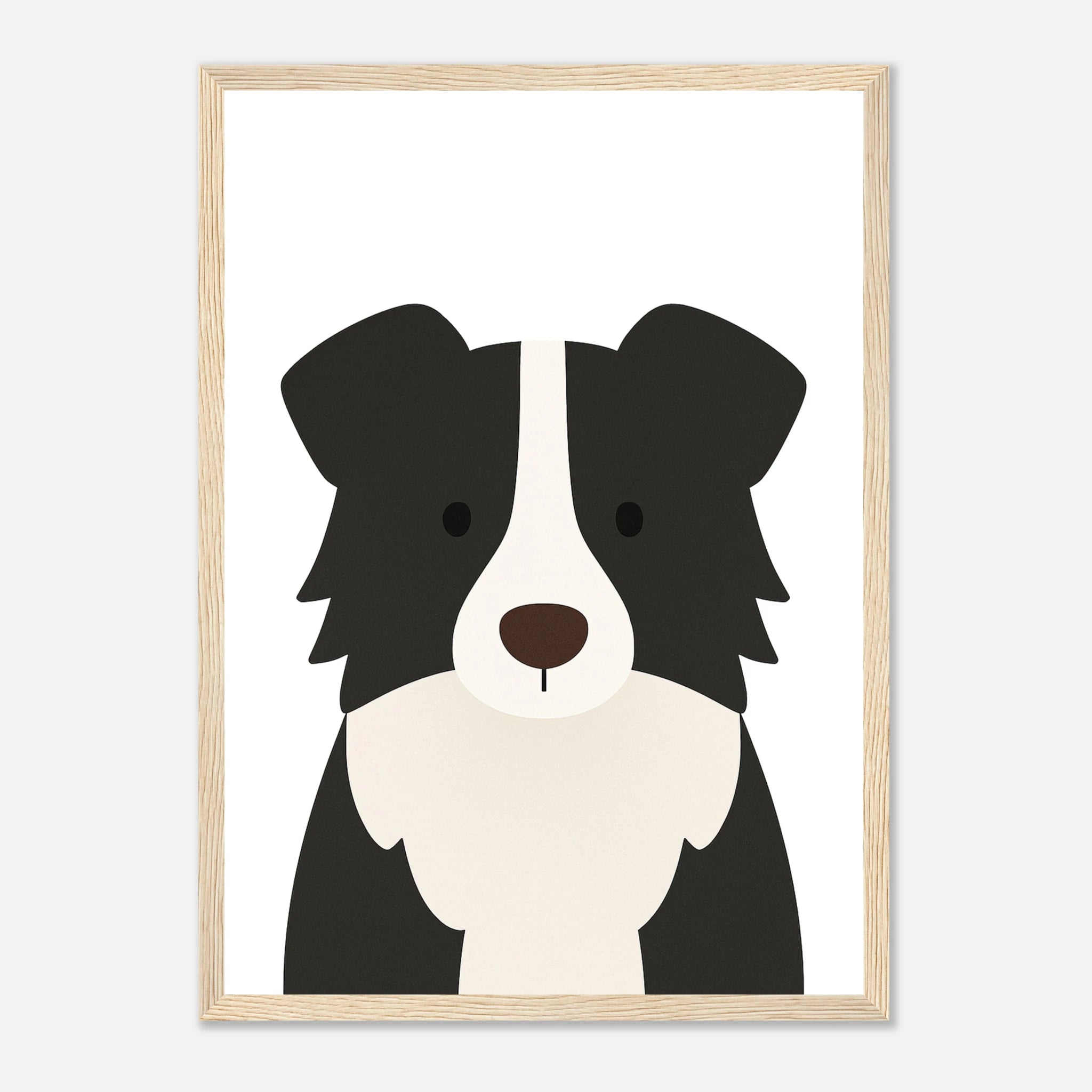 Wood frame - Border Collie – Minimalist Dog Art Print | Modern Nursery or Pet Decor Poster - Play By Print