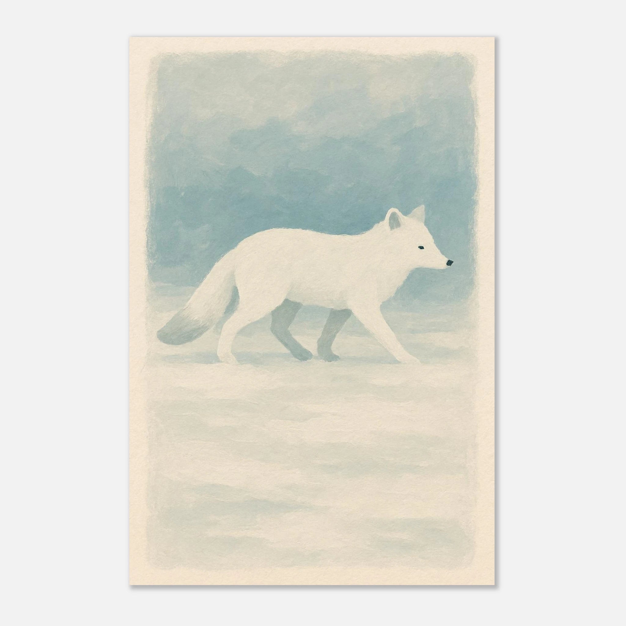 Unframed 40x60 cm 16x24″ - Silent Steps – Arctic Fox in Snow Wall Art Print - Play By Print