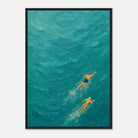 Black frame A2 (42 x 59.4 cm) - Ocean Swimmers Wall Art | Textured Painterly Sea Print - Play By Print