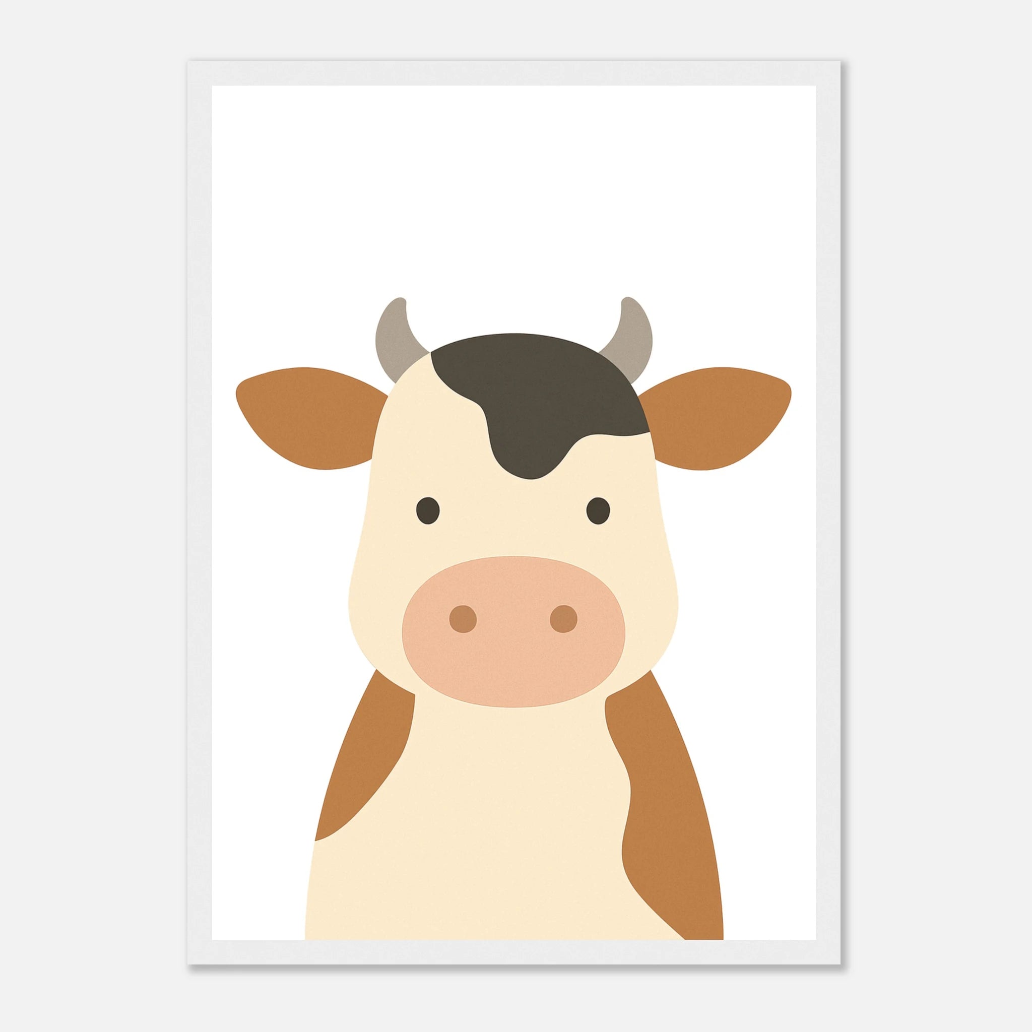 White frame - Cow – Minimalist Farm Animal Art Print - Play By Print
