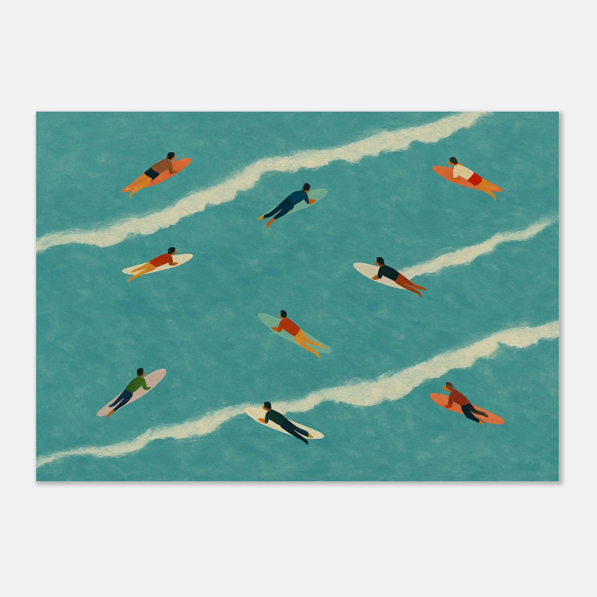 Unframed A3 (29.7 x 42 cm) - “The Paddle Out” Print | Retro Surfer Wall Art - Play By Print
