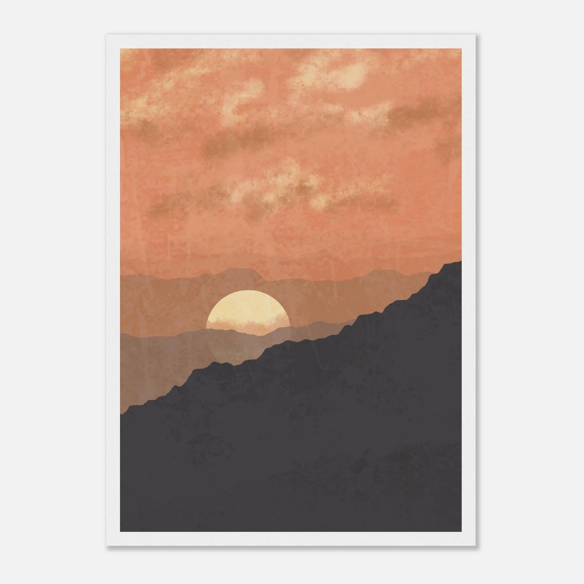 White frame - Amber Dusk – Abstract Mountain Sunset Wall Art by Daisy - Play By Print