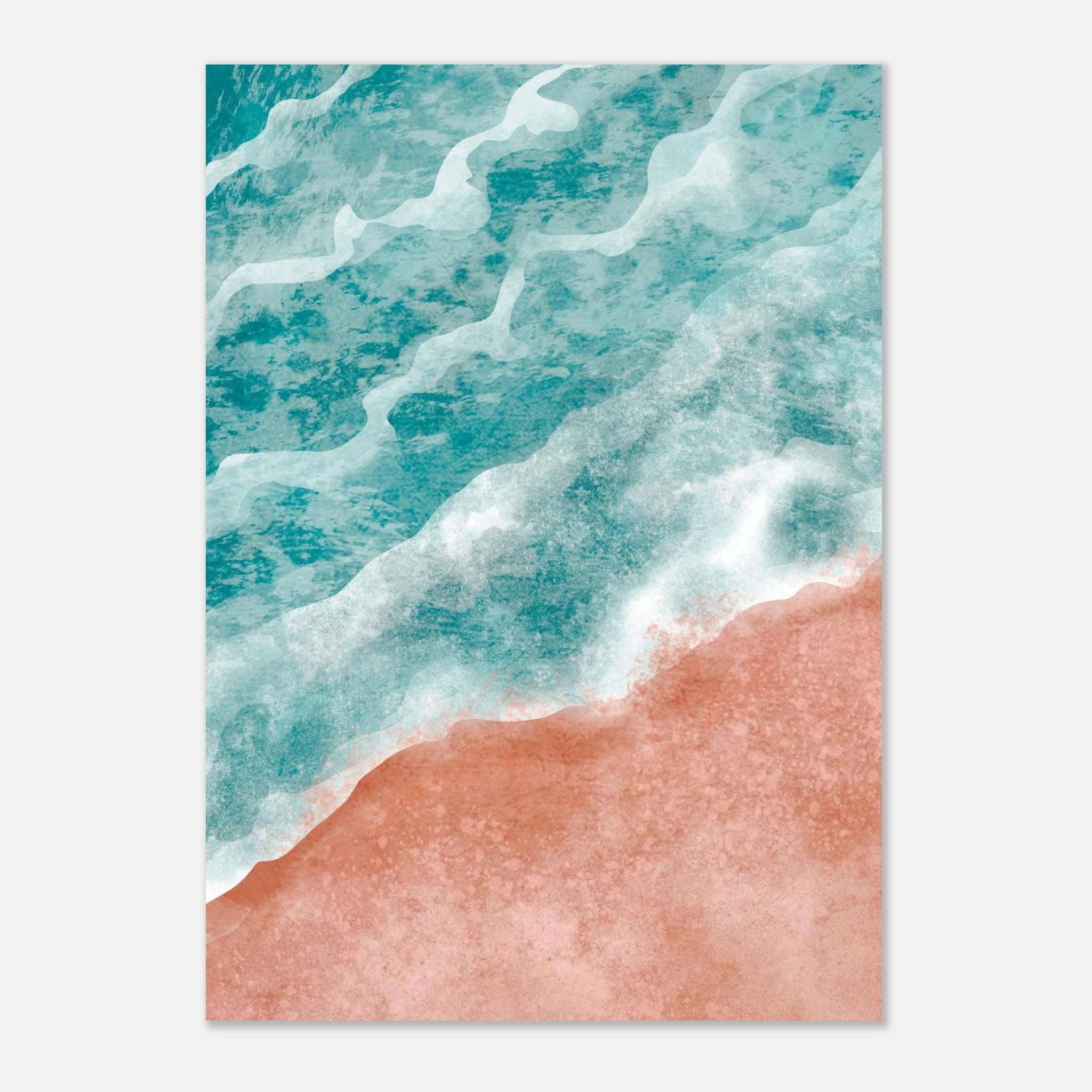 Unframed - Pastel Shoreline – Ocean Wave and Beach Abstract Wall Art Print - Play By Print