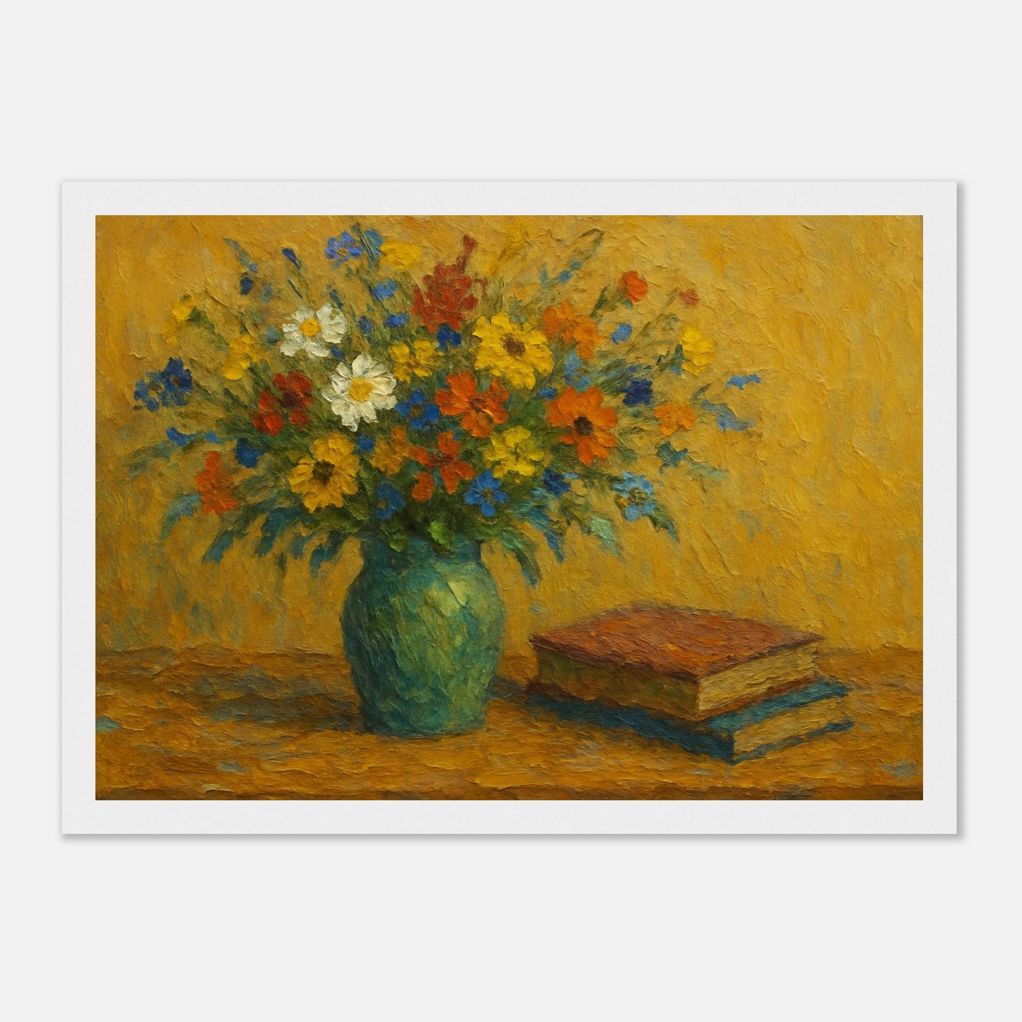 White frame 21x29.7 cm 8x12" - “Wild Blooms & Well-Worn Pages” | Floral Still Life - Play By Print