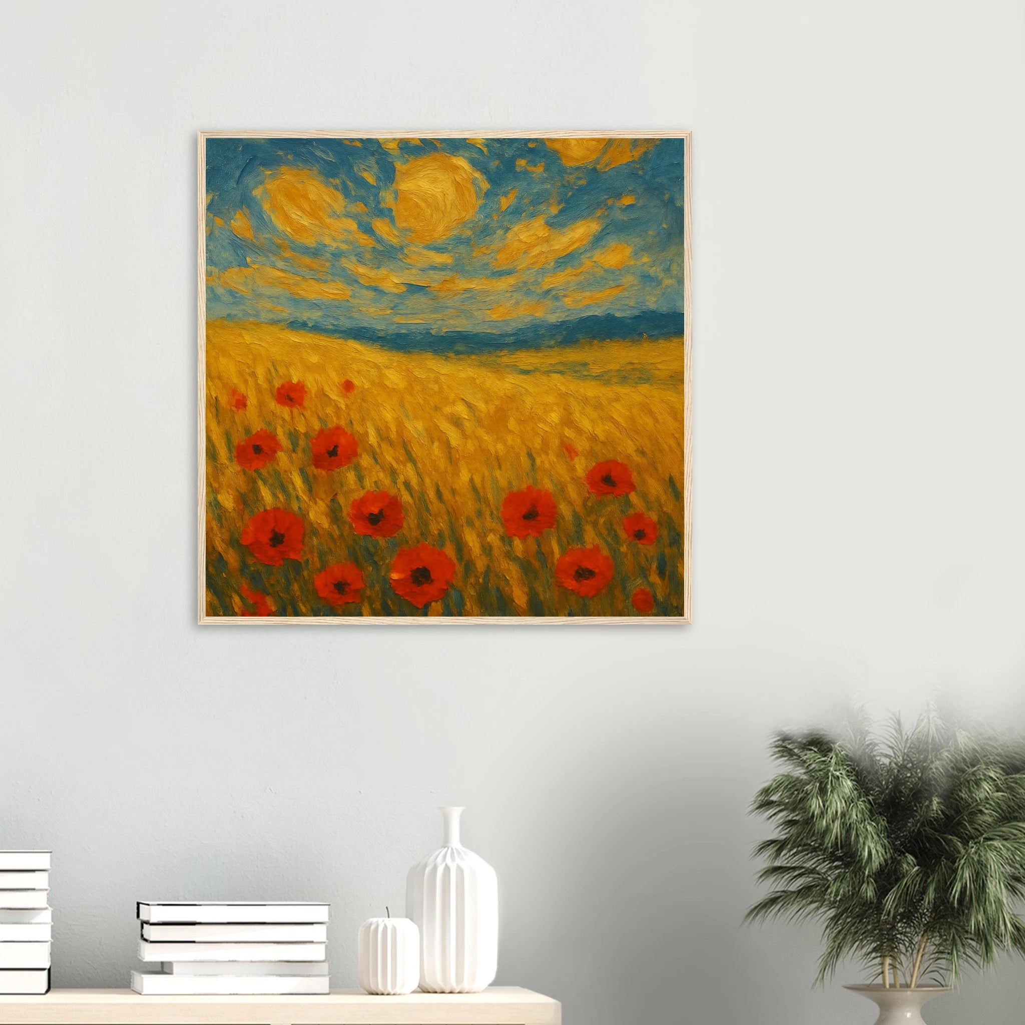 # all-groups - “Sun-Spun Fields” | Golden Wheat & Poppy Field Art Print - Play By Print