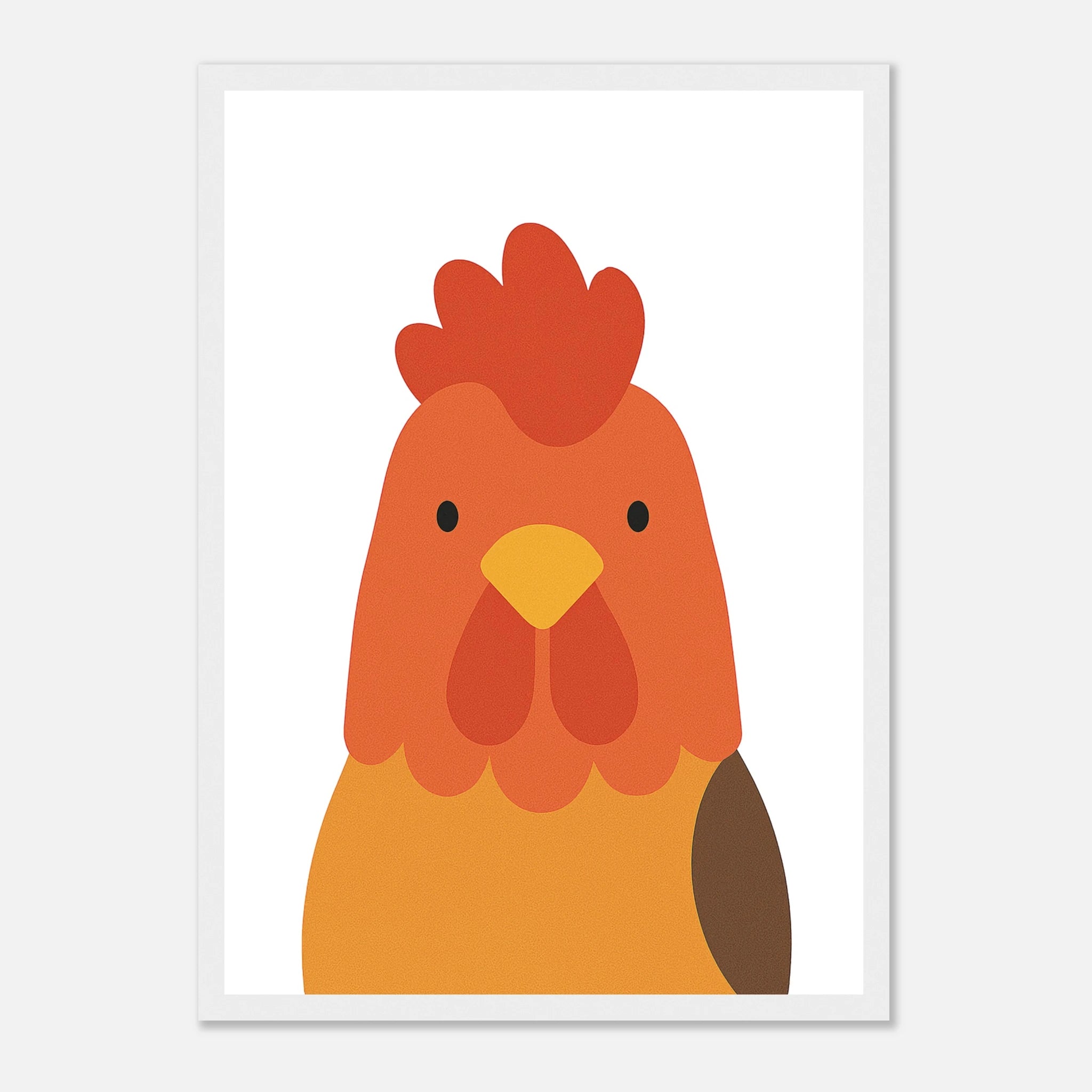 White frame - Rooster – Minimalist Farm Animal Art Print - Play By Print