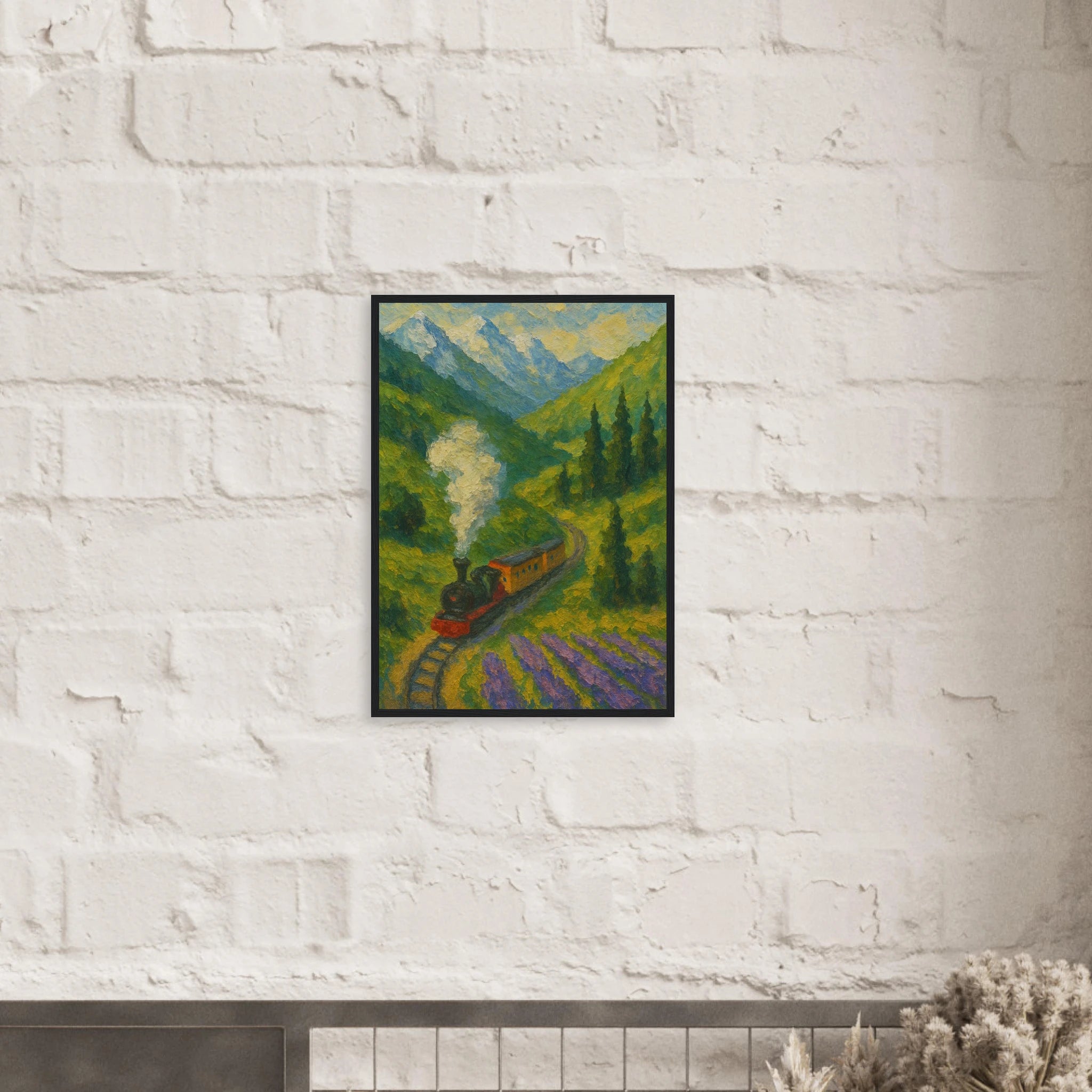 # all-groups - Mountain Steam Train Wall Art | Textured Painterly Travel - Play By Print