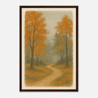 Dark wood frame 30x45 cm 12x18″ - Whispering Path – Misty Autumn Forest Wall Art Print - Play By Print