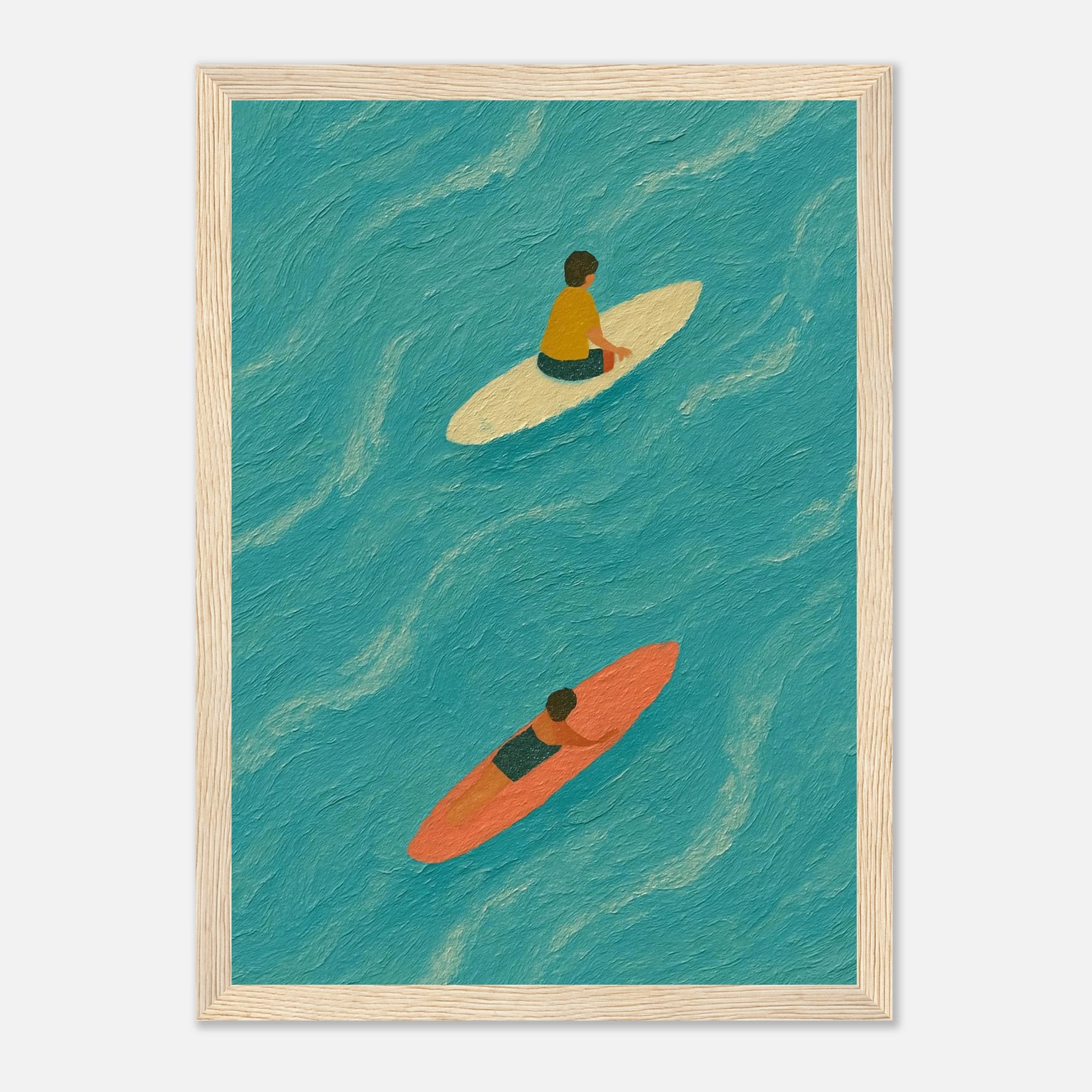 Wood frame 21x29.7 cm 8x12" - "Drift and Dream" Surf Print | Minimal Coastal Wall Art - Play By Print