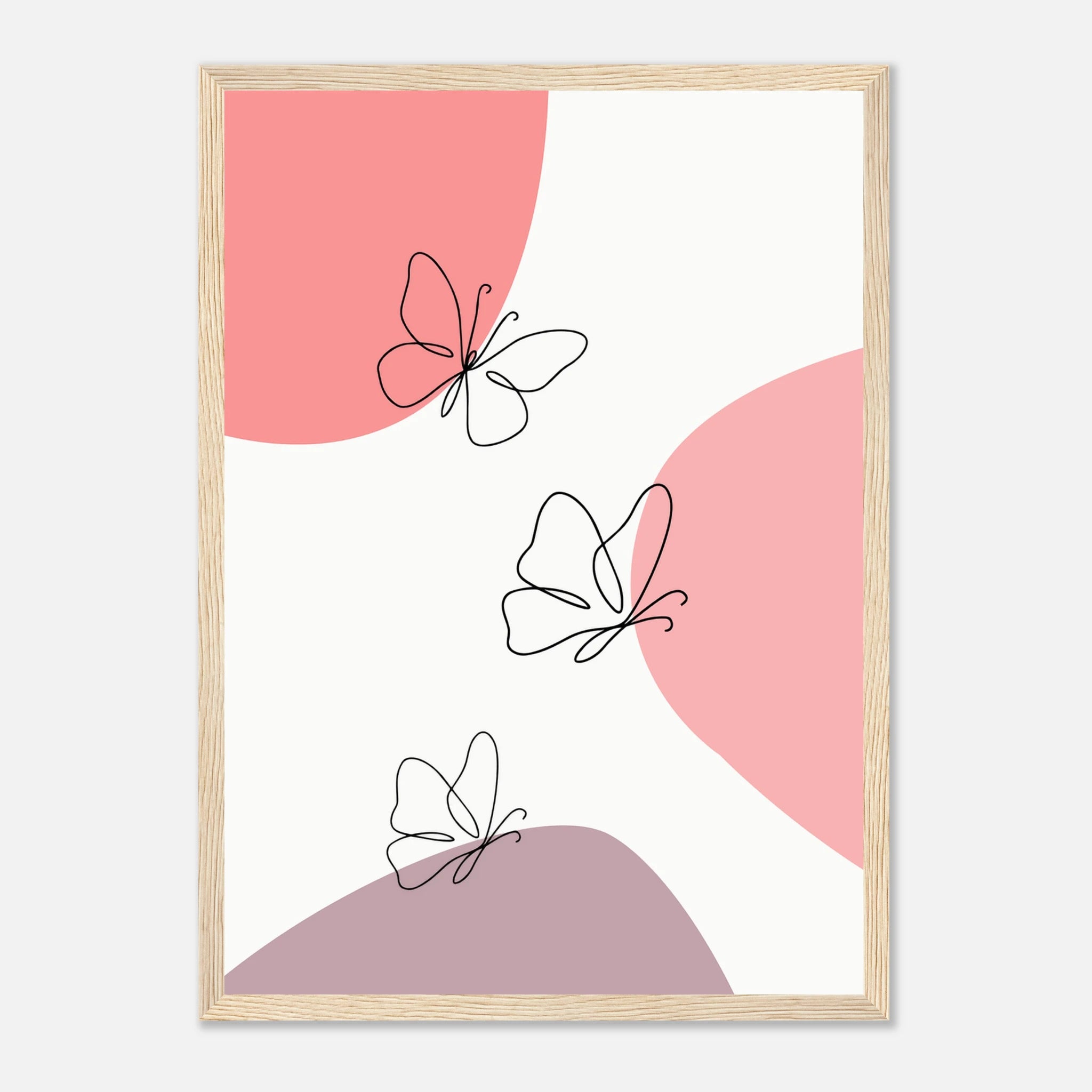 Wood frame - Minimalist Butterflies Art Print - Jerin