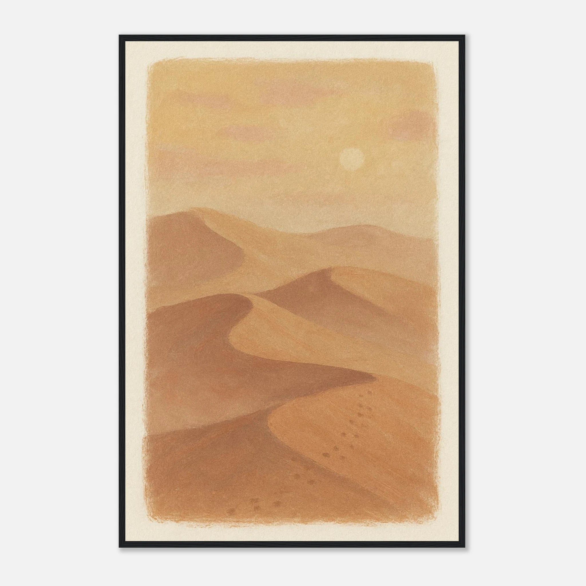Black frame 60x90 cm 24x36″ - Golden Haze – Soft Desert Dunes Wall Art Print - Play By Print