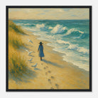 Black frame 40x40 cm 16x16″ - “Soft Steps by the Sea” | Serene Coastal Art Print - Play By Print