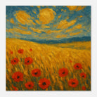 Unframed 40x40 cm 16x16″ - “Sun-Spun Fields” | Golden Wheat & Poppy Field Art Print - Play By Print