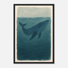 Black frame 30x45 cm 12x18″ - Blue Whale – Gouache-Style Art Print - Play By Print