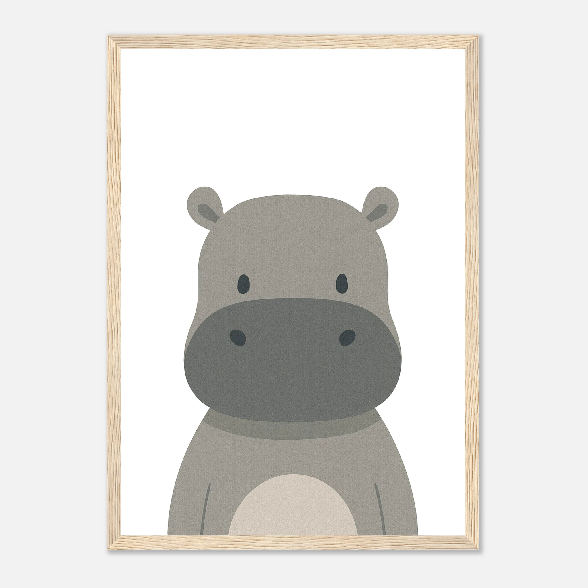 Wood frame - Hippo – Minimalist Safari Animal Art Print - Play By Print