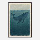 Black frame 60x90 cm 24x36″ - Blue Whale – Gouache-Style Art Print - Play By Print