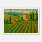 White frame 21x29.7 cm 8x12" - Tuscan Serenity – Golden Vineyard Landscape Wall Art Print - Play By Print