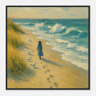 Black frame 70x70 cm 28x28″ - “Soft Steps by the Sea” | Serene Coastal Art Print - Play By Print