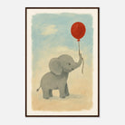 Dark wood frame 60x90 cm 24x36″ - Baby Elephant with Balloon – Gouache Nursery Art Print - Play By Print