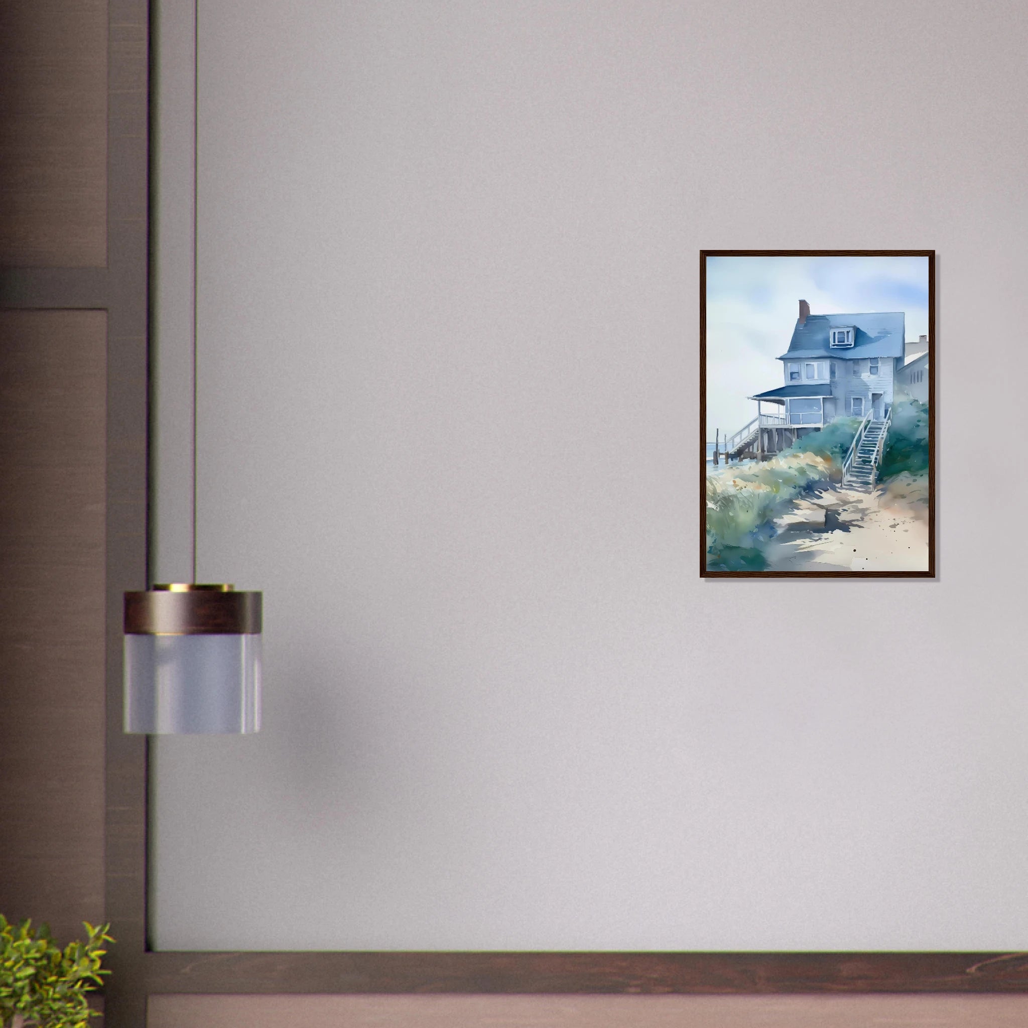 # all-groups - Seaside Cottage Steps – Coastal Art Print - Play By Print