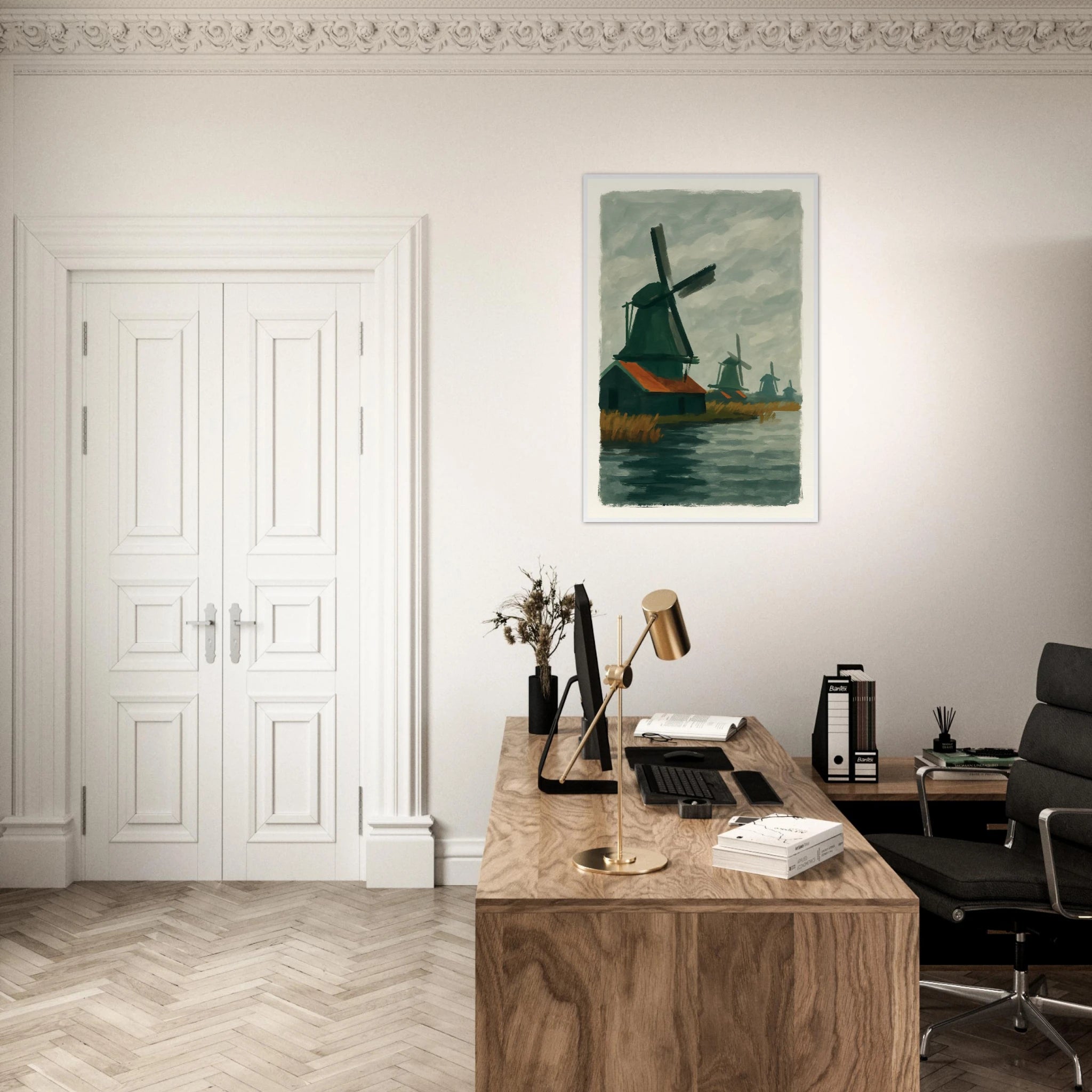 # all-groups - Dutch Windmills at Zaandam – Gouache-Style Art Print - Play By Print