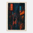 Wood frame 40x60 cm 16x24″ - City Shadows – Rainy Night in Tokyo Neon Alley Print - Play By Print