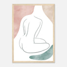 Wood frame - Minimalist Nude Wall Art | Boho Line Drawing in Soft Earth Tones - Iris
