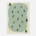 White frame A2 (42 x 59.4 cm) - Winter Ice Skating Print | Whimsical Folk Art Style - Play By Print