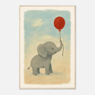 Wood frame 60x90 cm 24x36″ - Baby Elephant with Balloon – Gouache Nursery Art Print - Play By Print