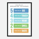 Black frame - 5-4-3-2-1 Grounding Technique Poster | Mindfulness & Anxiety Support for Kids - Elena
