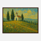 Dark wood frame A2 (42 x 59.4 cm) - “Chapel on the Hill” | Countryside Church Landscape Print - Play By Print