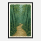 Black frame 30x45 cm 12x18″ - Bamboo Forest Path – Gouache Landscape Art Print - Play By Print