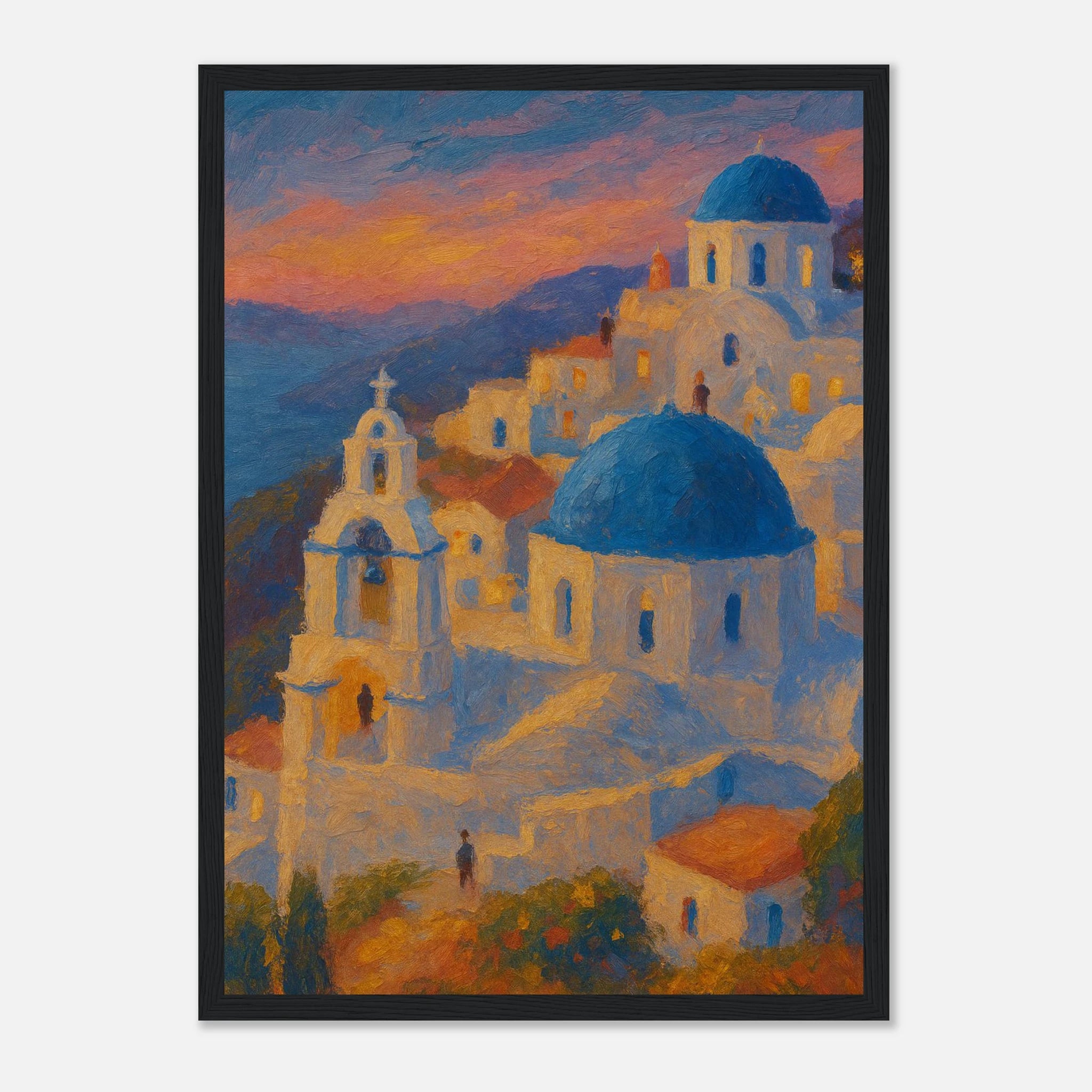 Black frame A3 (29.7 x 42 cm) - "Sunset Over Santorini" Print | Mediterranean Wall Art - Play By Print
