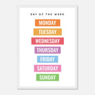 White frame - Rainbow Days of the Week Educational Print – Bold & Bright Learning Poster - Elena