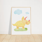 # all-groups - Yellow Dinosaur Nursery Print | Cute Triceratops Wall Art for Kids - Iris