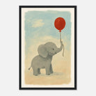Black frame 30x45 cm 12x18″ - Baby Elephant with Balloon – Gouache Nursery Art Print - Play By Print