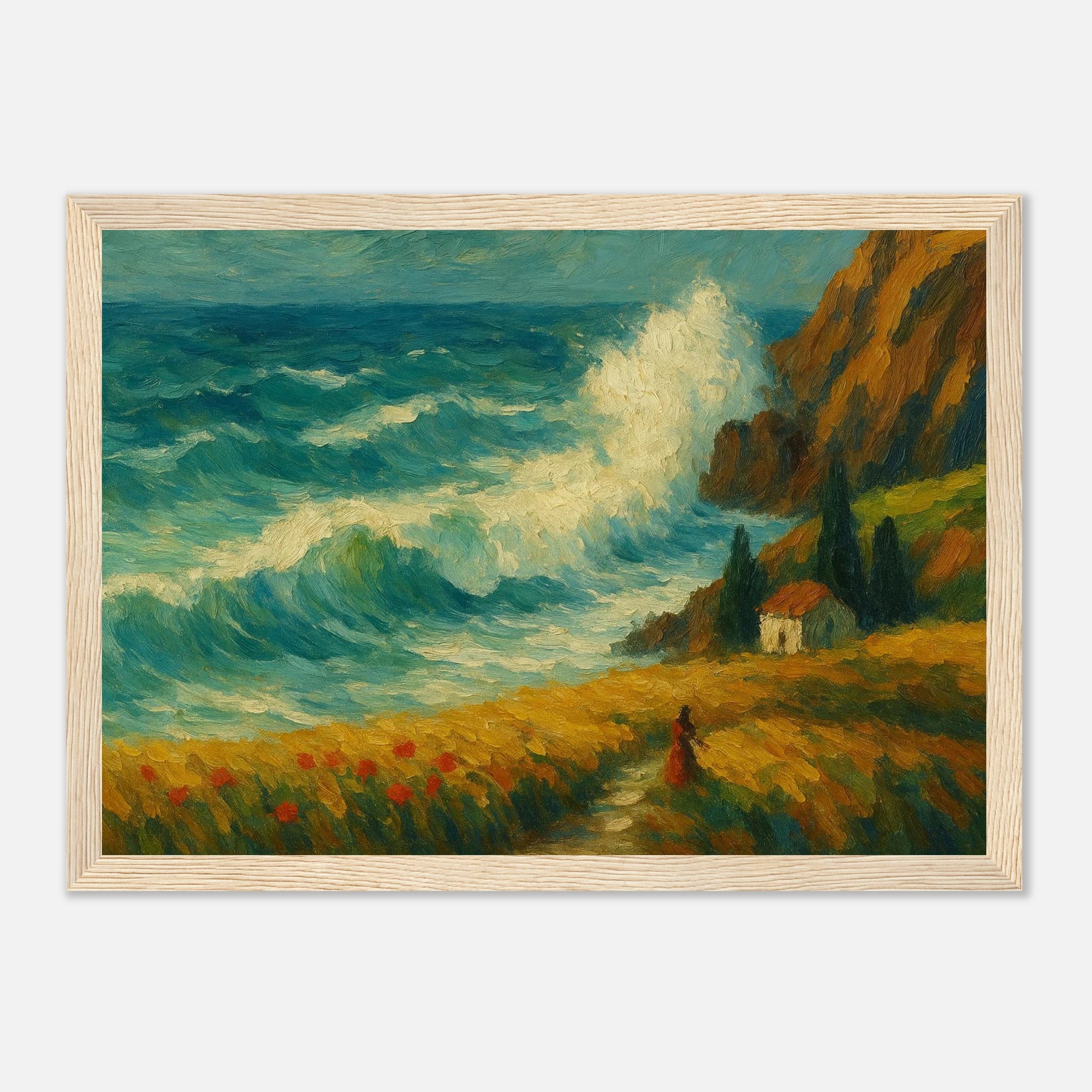Wood frame 21x29.7 cm 8x12" - “Wild Coast” | Dramatic Ocean Wave Painting - Play By Print