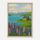Wood frame 50x70 cm 20x28″ - Lake Tekapo Lupins & Church – New Zealand Landscape Canvas Wall Art - Play By Print