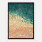 Black frame - Golden Shoreline – Textured Coastal Abstract Print in Teal & Sand - Daisy
