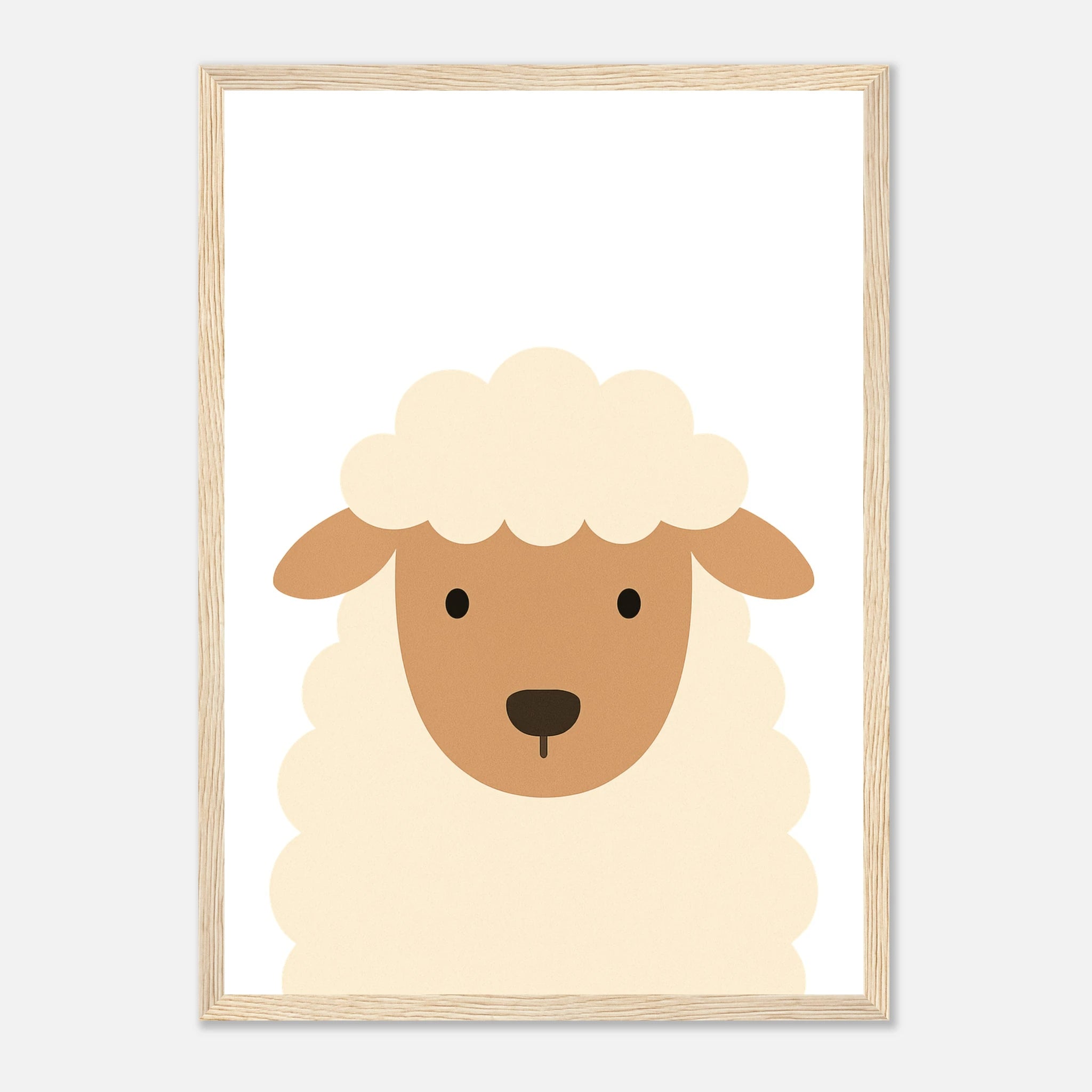 Wood frame - Sheep – Minimalist Farm Animal Art Print | Modern Nursery or Playroom Decor - Play By Print