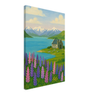 Canvas 40x60 cm 16x24″ - Lake Tekapo Lupins & Church – New Zealand Landscape Canvas Wall Art - Play By Print