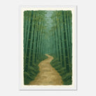 White frame 30x45 cm 12x18″ - Bamboo Forest Path – Gouache Landscape Art Print - Play By Print